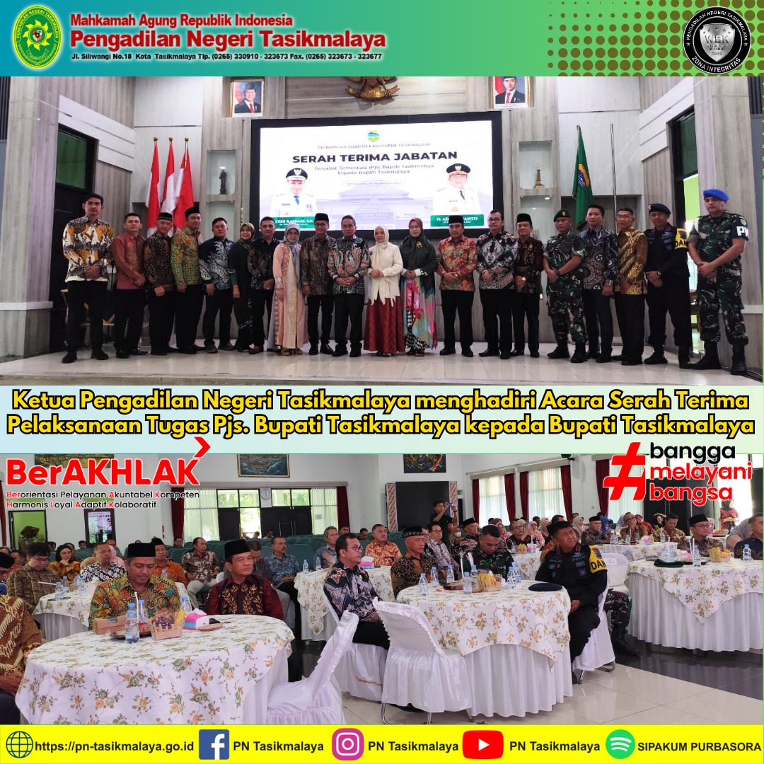 Serah Terima Pjs Bupati Tasikmalaya