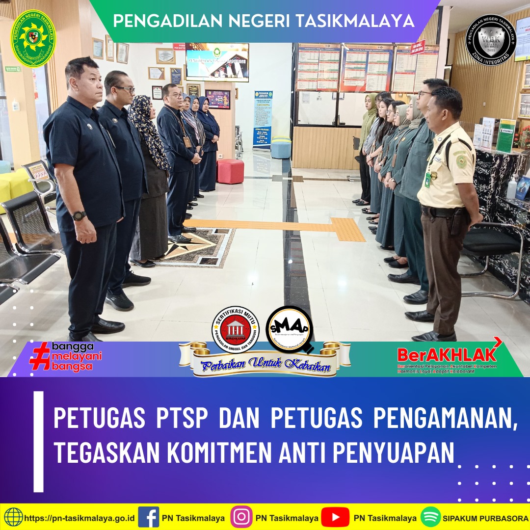 Petugas PTSP dan Petugas Pengamanan Tegaskan Komitmen Anti Penyuapan